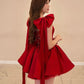 Burgundy Bowknot Shoulder Straps Fashion Cute Short Satin Homecoming Dress Birthday/Holiday Party Dress nv3081