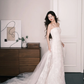 Strapless Lace Mermaid Wedding Dress Sheer Overskirt Bridal Gown  NV7219
