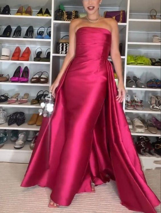 Pink simple noble and elegant strapless off-shoulder long ball gown evening dress party dress nv2523