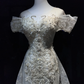 Off Shoulder Ivory Mermaid Wedding Gown Beaded Lace Appliques Detachable Long Tulle Train  NV7062