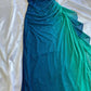 Blue shiny fashion gradient elegant spaghetti straps long chiffon elegant ball gown evening dress party dress nv3682