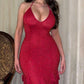 Gorgeous Red Strap Glitter Ruffle Mermaid Long Evening Dress Prom Dress Party Dress nv2287