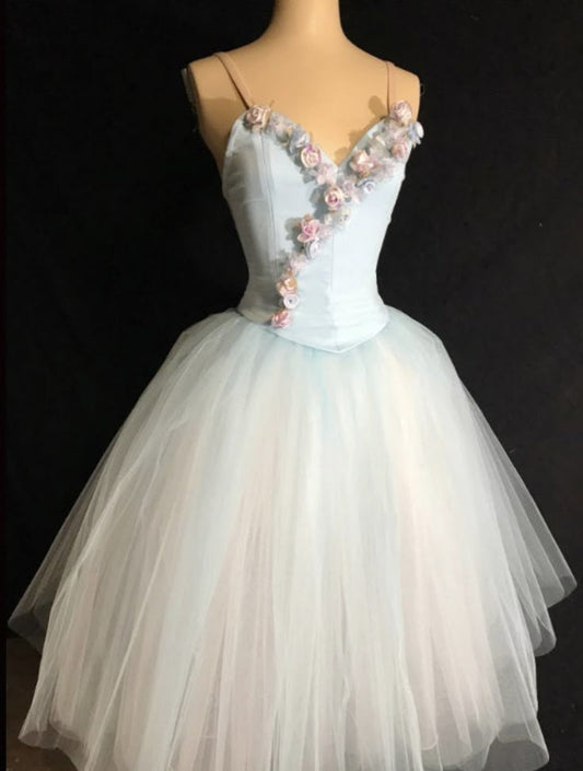 Blue floral homecoming dress short tulle fairy ball gown evening gown prom dress nv4456