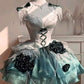 Blue/Green/Purple Floral Short chiffon Homecoming Dress Prom Dress Birthday Dress nv4824