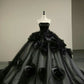 Black gorgeous exquisite floral elegant long tulle ball gown evening dress wedding dress nv3378