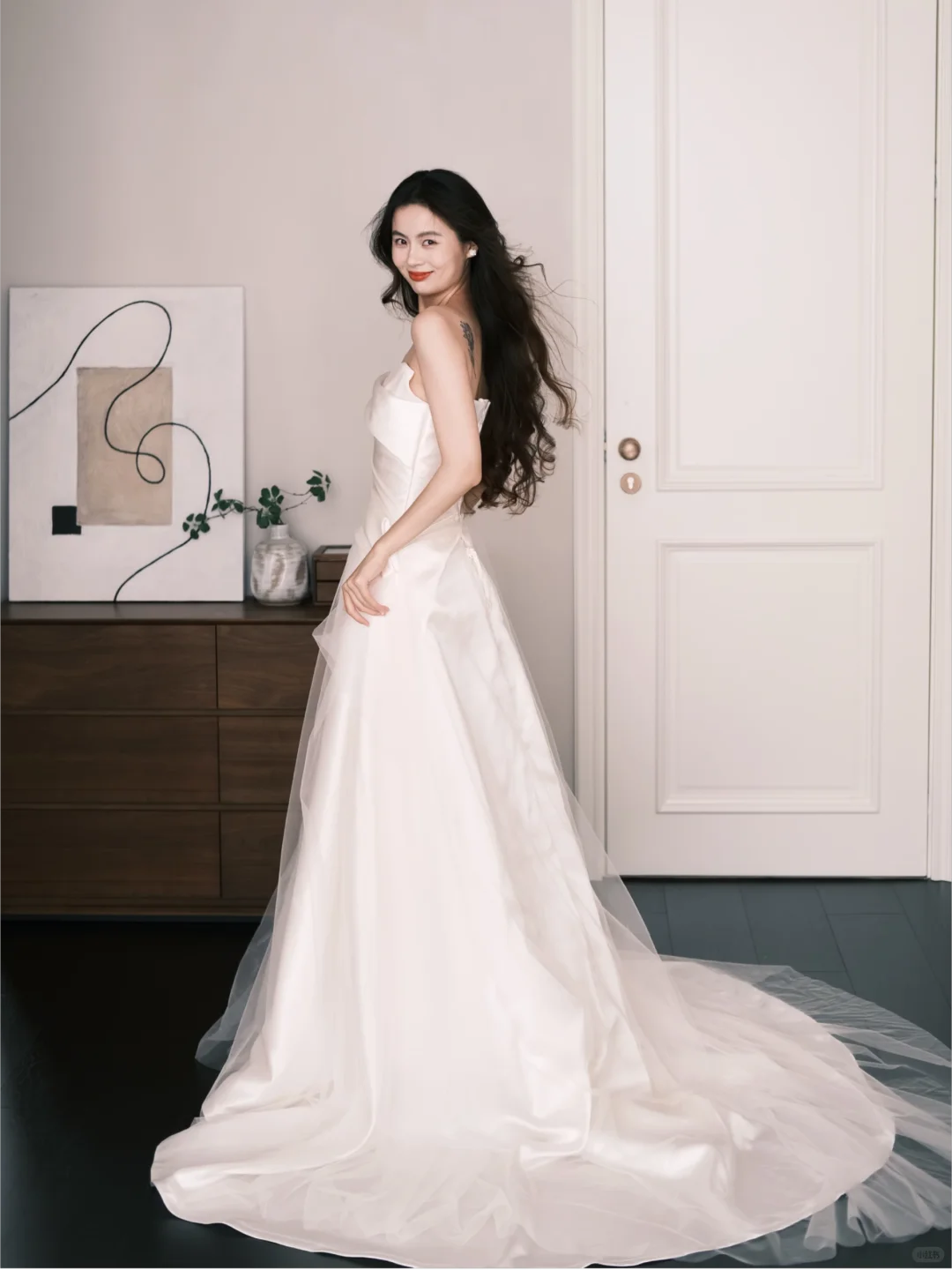 Sweetheart Strapless Satin A Line Wedding Dress Long Train Bridal Gown  NV7203