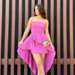 Barbie pink tube top ruffle irregular hem short mini prom dress evening dress party dress homecoming dress birthday dress nv2311