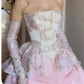 Pink vintage elegant cute short mini prom dress gold homecoming dress evening dress prom dress nv1870