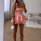 Pink Fashion Cute Sweetheart Sexy Birthday Dress Satin Short Mini Unique Shape Party Dress Homecoming Dress nv2509