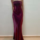 Grape Purple Retro Elegant Fashion Exquisite Beading Spaghetti Strap Long Satin Ball Gown Party Dress Evening Dress nv3610