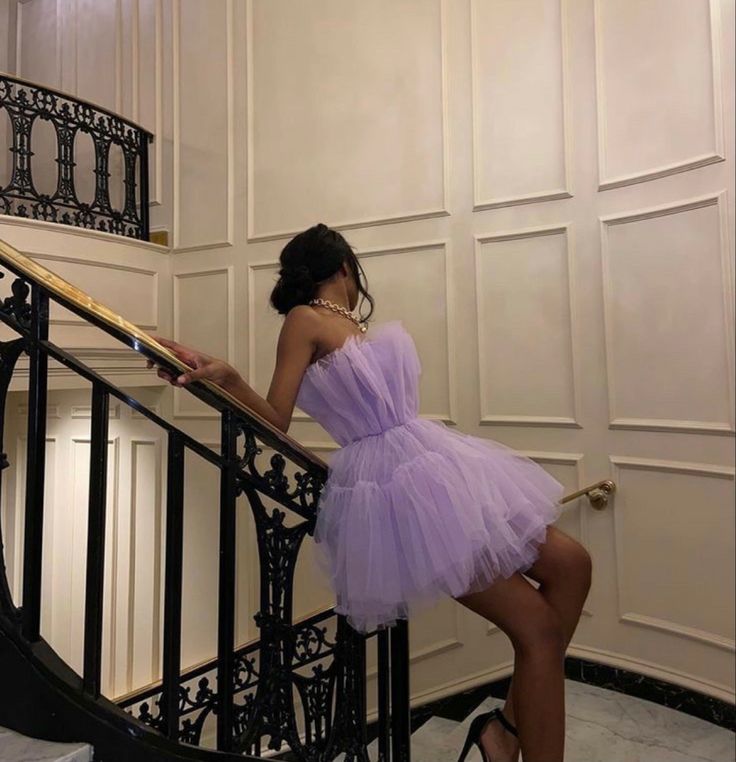 Purple Fashion Tulle Cute Short Tulle Elegant Fairy Homecoming Dress Prom Dress Evening Dress Party Dress nv3294