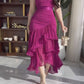 Purple elegant fashion short sleeve off shoulder ruffle chiffon slim fit long ball gown evening dress party dress nv2113 nv2113