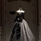 NiceVestidos--Silver - Black Contrast Sequined Bow - Decorated Strapless Long Prom Dress NV5769