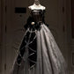 NiceVestidos--Silver - Black Contrast Sequined Bow - Decorated Strapless Long Prom Dress NV5769