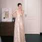 Nude Deep V Allover Sequin Prom Dress 3D Floral Evening Gown  NV7202