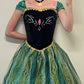NiceVestidos--Short sleeved Black and Green Color block Tulle Princess style A line Floor length Evening Dress NV5779