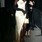 Beige Lace Long Satin Prom Dress Evening Dress Party Dress nv4870