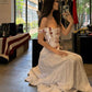 White vintage elegant tulle maxi dress long evening gown party dress nv2719