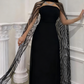 Black Glamorous Long Evening Gown With A Shawl, Nv2518