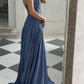 NiceVestidos - Abendkleid Blaues Satin-Abendkleid, bodenlang, NV5951