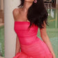 Red pink gradient fashion off-shoulder tube top short dress prom dress evening dress party dress nv1845