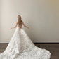 White 3D Floral Strapless Ball Gown Wedding Dress Cathedral Train  NV7134