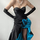 Black sweetheart collar blue embellished floral tube top long ball gown evening dress nv2900