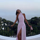Pink fashion sling elegant off-shoulder long chiffon prom dress evening dress nv5216