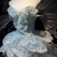 Light Blue Strapless Short Corset Formal Gown 3D Petal Fairy Wings Homecoming Dress  NV6955