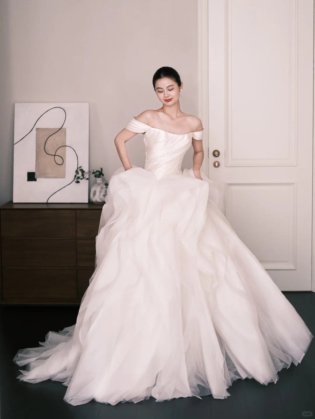 Strapless Tiered Ruffle Tulle Wedding Dress Bridal Gown  NV7269