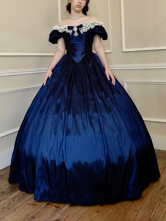 Blue taffeta vintage A-line lace collar blue bow elegant long ball gown prom dress evening gown nv2628