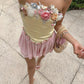 Pink Floral Sweet Short Satin Homecoming Dress Party Dress nv4874