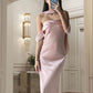 Pink Short Sleeve Fashion Elegant Ribbon Long Slim Fit Ball Gown Evening Dress Party Dress nv2590