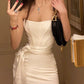 White short exquisite off-shoulder satin dress prom dress evening dress party dress nv1834