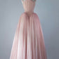 Pink Vintage Simple Tulle Elegant Corset Long Ball Gown Evening Dress Maxi Dress nv2723