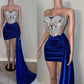 Royal blue mermaid sexy short prom dress evening gown party dress nv2136