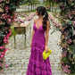 Purple Fashion V-neck Long Elegant Chiffon Ruffle Ball Gown Evening Dress Graduation Party Dress Wedding Guest Dress nv3602