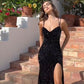 Black shiny elegant princess sequins spaghetti straps long ball gown evening dress party dress nv101