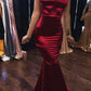 Red Mermaid Sleeveless V Neck Halter Stretch Satin Prom Dress Halter Sleeveless Long Halter Evening Dress Long Party Dress nv2036