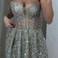 A-Line Off-The-Shoulder Sleeveless Full Crystal Beaded Sequin Lace-Up Homecoming Dress nv1765