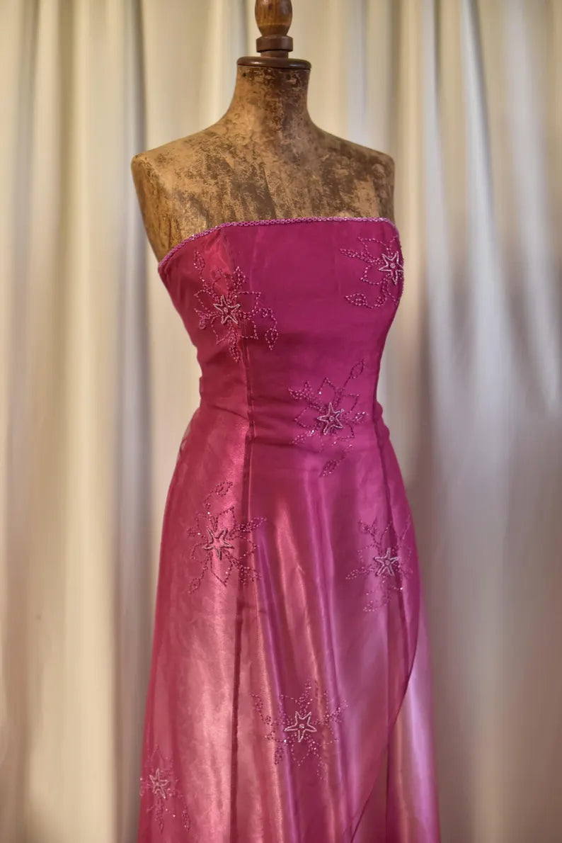 Pink Pretty Fashion Off Shoulder Exquisite Beading Long tulle Satin Ball Gown Evening Dress Party Dress nv3614