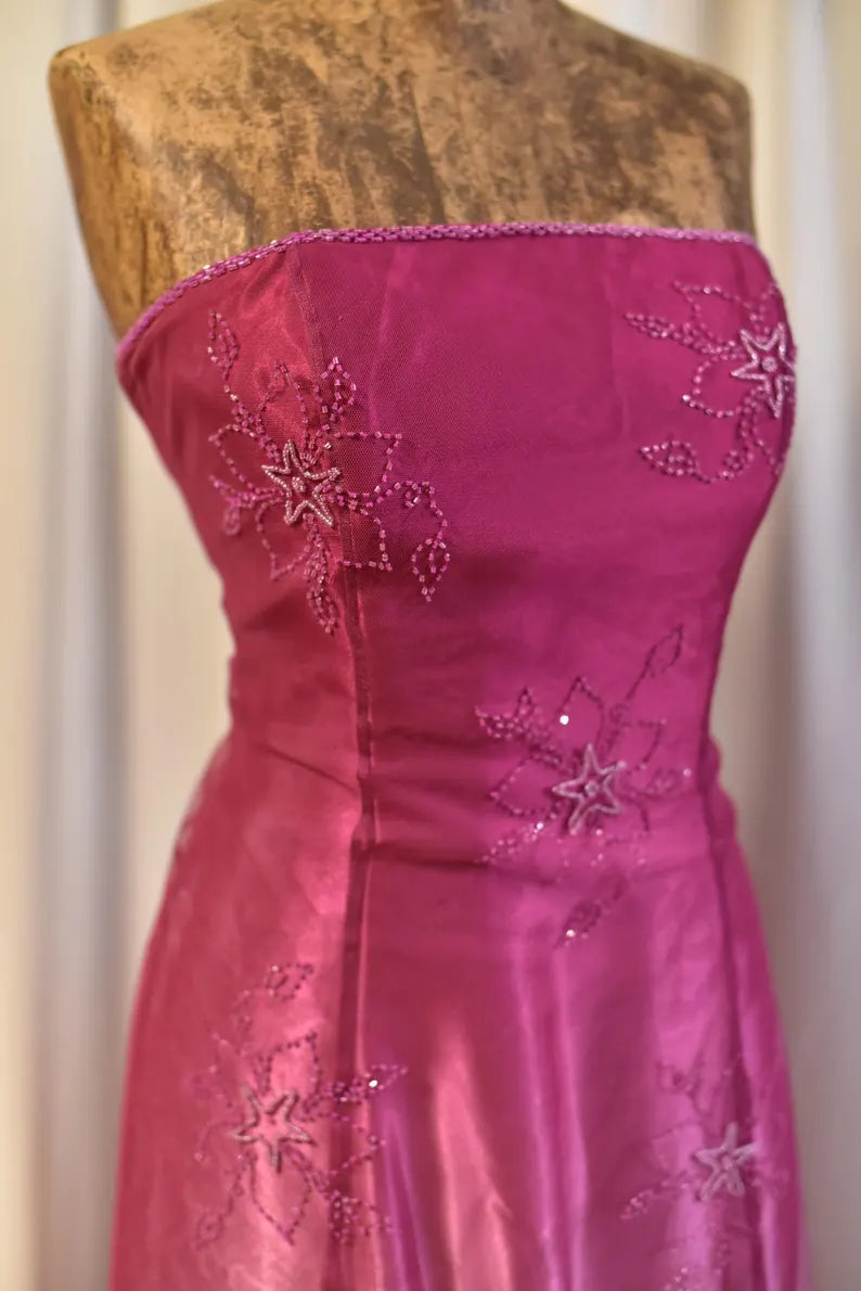 Pink Pretty Fashion Off Shoulder Exquisite Beading Long tulle Satin Ball Gown Evening Dress Party Dress nv3614