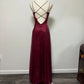Dark red burgundy retro fashion simple fashion shiny exquisite beaded lace-up back long satin elegant princess ball gown, evening dress, party dress nv3709