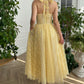 Yellow A-line Lace Prom Dress Backless Ankle Length Evening Dress Corset Party Graduation Dress nv1675