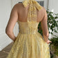 Yellow A-line Lace Prom Dress Backless Ankle Length Evening Dress Corset Party Graduation Dress nv1675