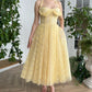 Yellow A-line Lace Prom Dress Backless Ankle Length Evening Dress Corset Party Graduation Dress nv1675