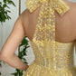 Yellow A-line Lace Prom Dress Backless Ankle Length Evening Dress Corset Party Graduation Dress nv1675