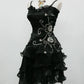 Black Vintage Exquisite Beaded Strapless A-Line Ruffle Short tulle Prom Dress Homecoming Dress Party Dress nv3313