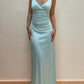 V Neck Light Blue Bodycon Long Prom Gown Evening Dress Party Dress nv1948