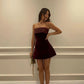 Burgundy strapless tight short homecoming dress birthday party dress nv2209